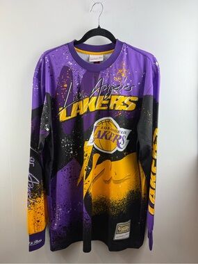 Mitchell & Ness LA Lakers Hardwood Classics Hyper Hoops Moto LS Shirt